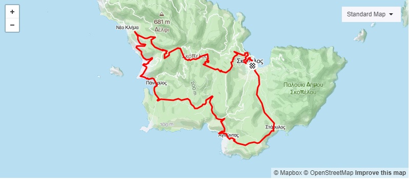 3η Ποδηλατική Διαδρομή Σκόπελος - Νέο Κλήμα - Δελφή χαρτης